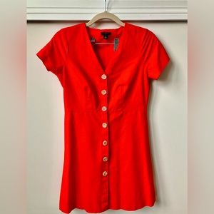 Ann Taylor Cotton Red Dress 00P